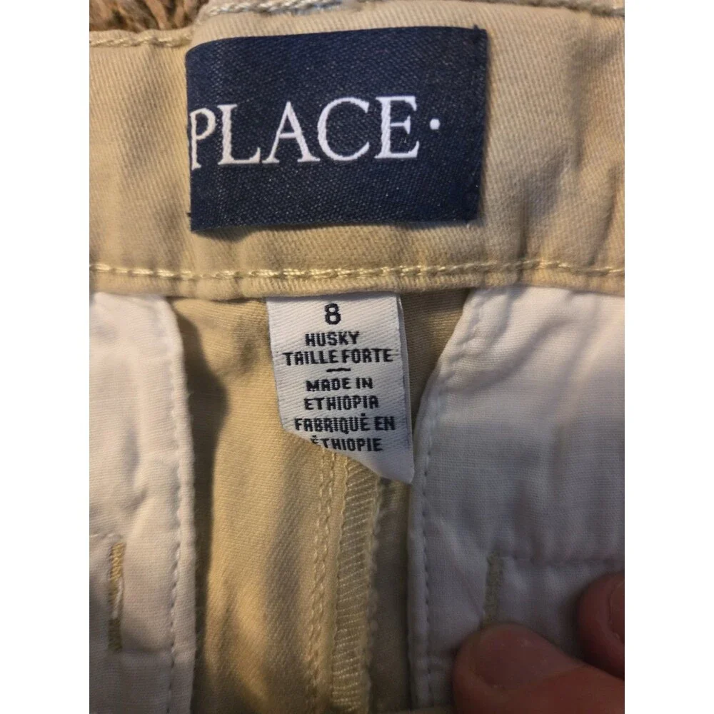 The Childrens Place Boys Khaki Chino Pants Tan Adj Waist Size 8 NWT